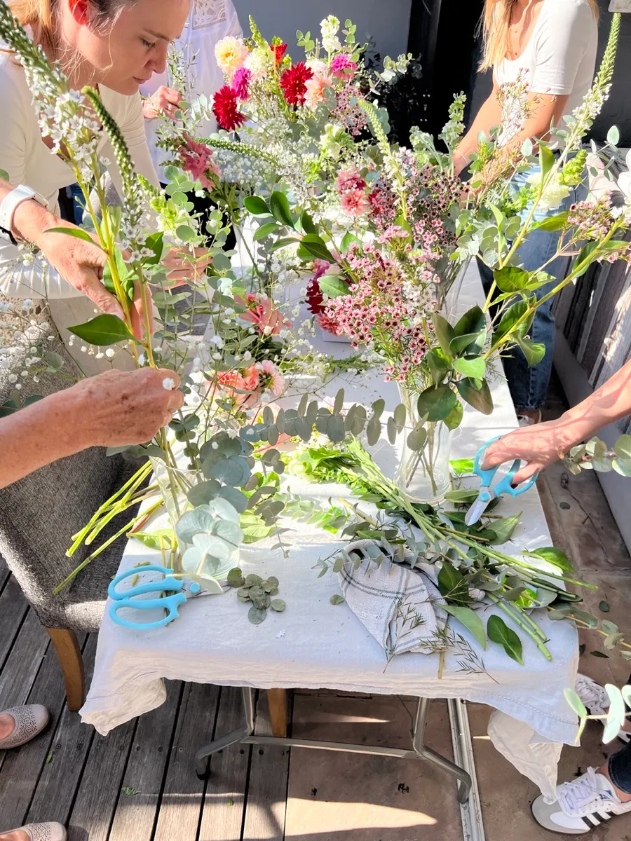 A Bubbles and Blooms floral arranging workshop